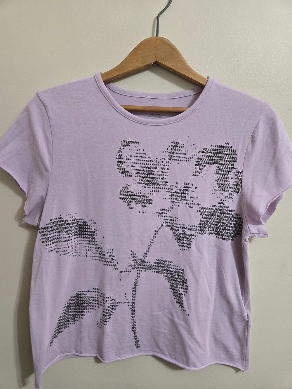 NWOT Anthropologie The Evan Graphic Baby Tee Women XL Purple Floral Raw Edge Top